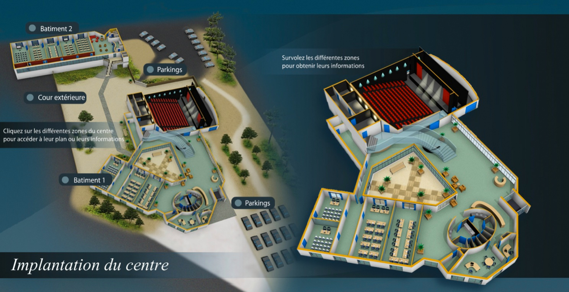 Le plan en 3D du centre de séminaires du golf de Moliets
